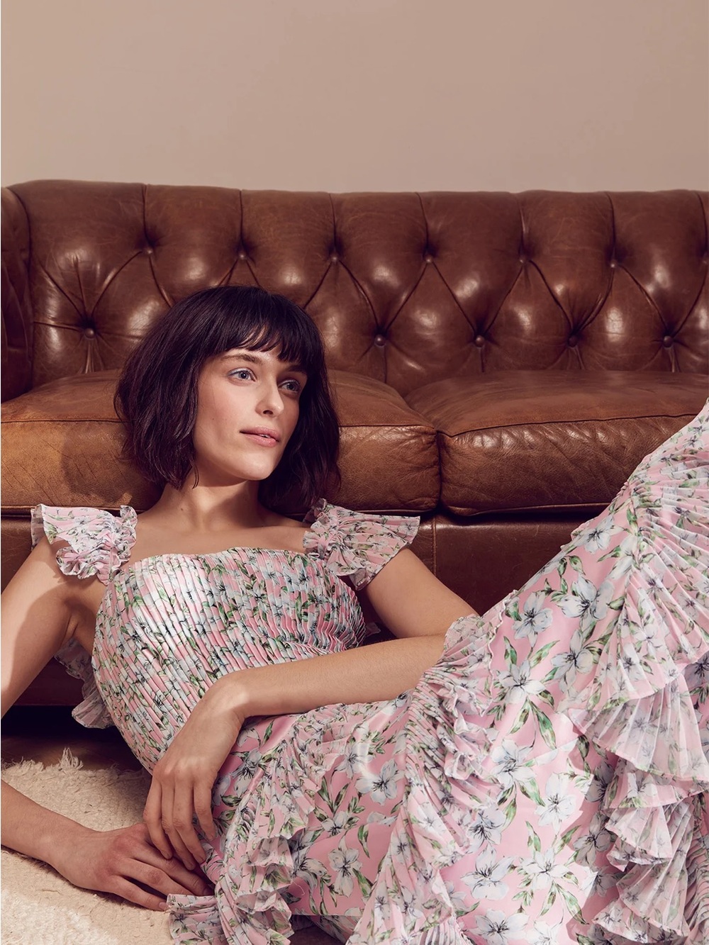 AMUR Grady Combo Pleated Dress